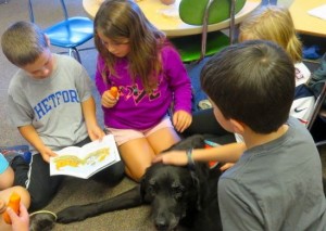 "Paws to Read"......second graders reading to Plato